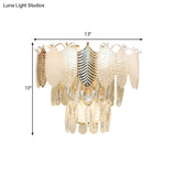 Modern Crystal Wall Sconce With Tapered Design Golden Accents And Acrylic Leaves