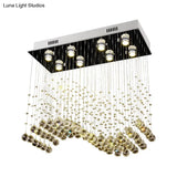 Modern Crystal Wavy Dining Room Ceiling Lamp - Flush Mount Stainless Steel Lighting Fixture (8
