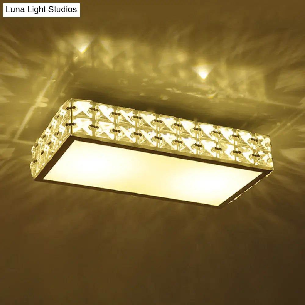 Modern Crystal White/Gold Led Flush Ceiling Light For Corridors - Simplicity Style