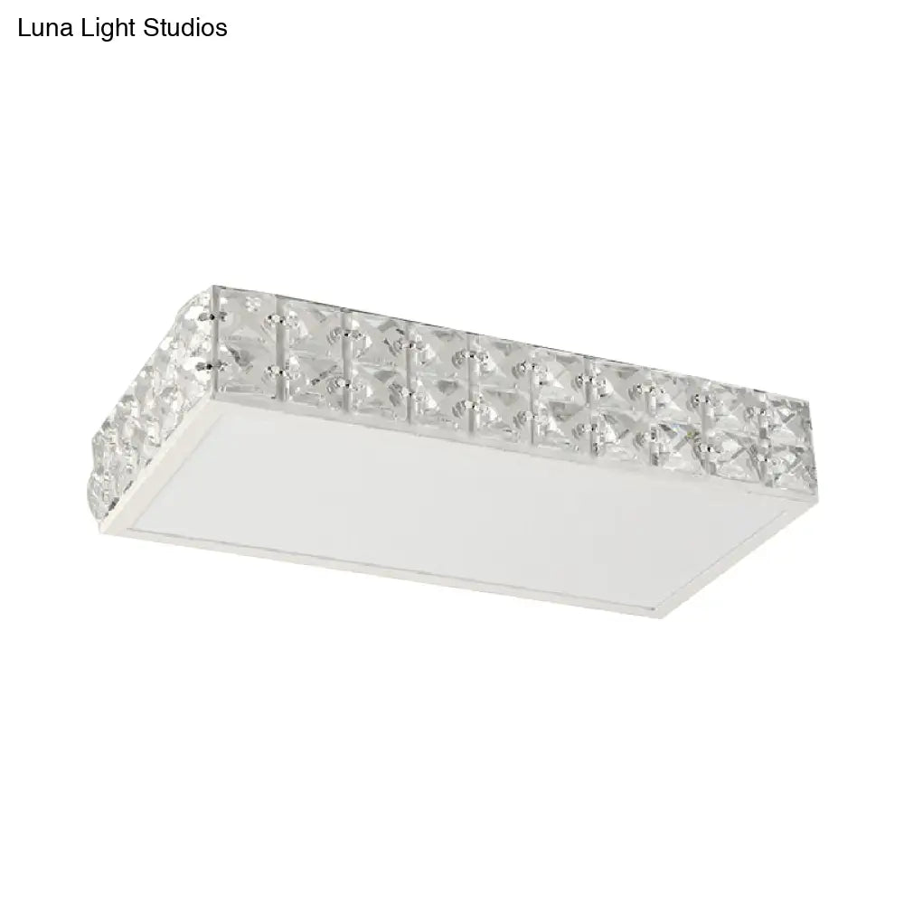 Modern Crystal White/Gold Led Flush Ceiling Light For Corridors - Simplicity Style