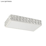 Modern Crystal White/Gold Led Flush Ceiling Light For Corridors - Simplicity Style