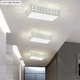 Modern Crystal White/Gold Led Flush Ceiling Light For Corridors - Simplicity Style