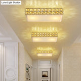 Modern Crystal White/Gold Led Flush Ceiling Light For Corridors - Simplicity Style