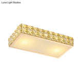 Modern Crystal White/Gold Led Flush Ceiling Light For Corridors - Simplicity Style