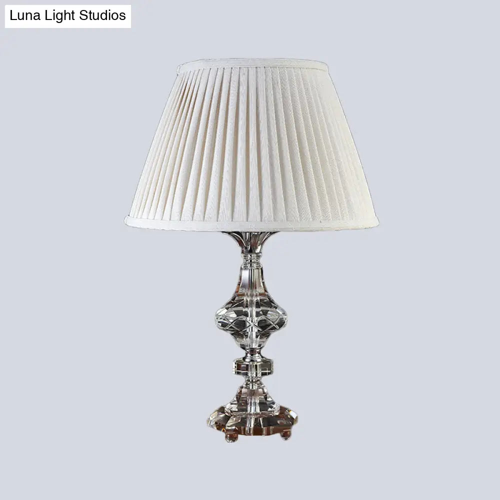 Modern Crystalline Nightstand Lamp With Baluster Reading Light In White