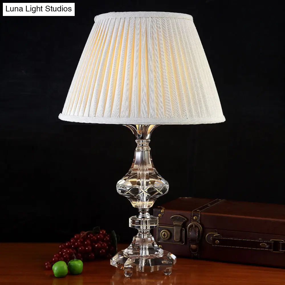 Modern Crystalline Nightstand Lamp With Baluster Reading Light In White