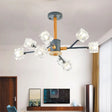 Modern Cube Clear Crystal Chandelier With 8 Grey Wood Branch Lights