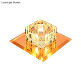 Modern Cube Crystal Led Ceiling Light In Chrome - Flushmount Porch Fixture