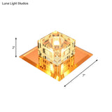 Modern Cube Crystal Led Ceiling Light In Chrome - Flushmount Porch Fixture