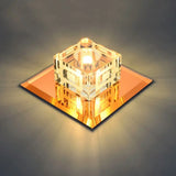 Modern Cube Crystal Led Ceiling Light In Chrome - Flushmount Porch Fixture / 5.5’