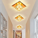 Modern Cube Crystal Led Ceiling Light In Chrome - Flushmount Porch Fixture