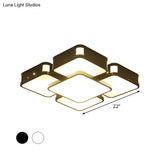 Modern Cube Flush Mount Lamp - 22’/38’/47’ Acrylic Led Ceiling Light In Black/White