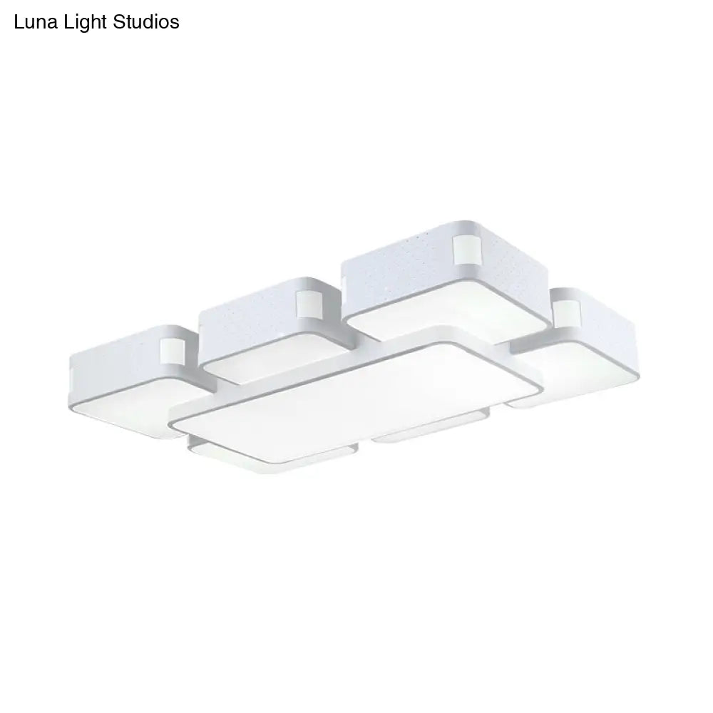Modern Cube Flush Mount Lamp - 22’/38’/47’ Acrylic Led Ceiling Light In Black/White