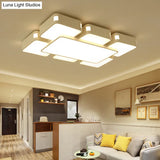 Modern Cube Flush Mount Lamp - 22’/38’/47’ Acrylic Led Ceiling Light In Black/White