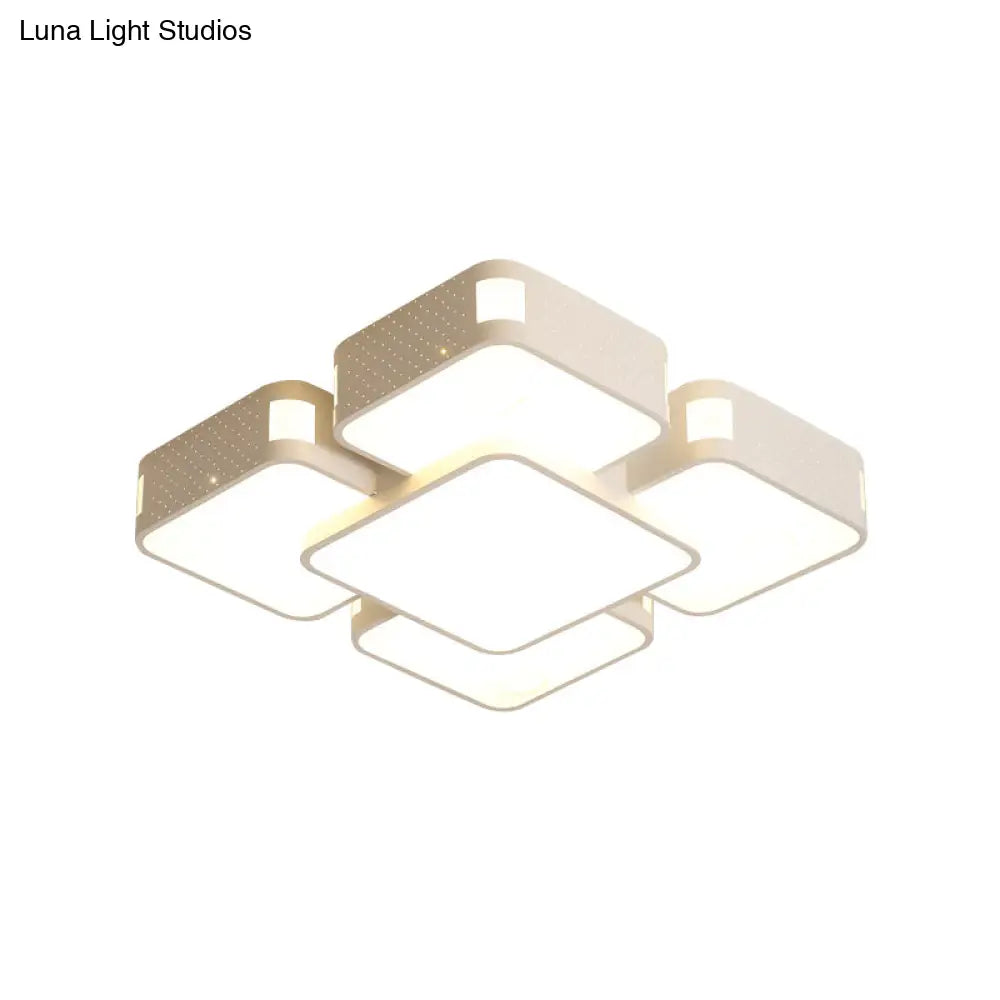 Modern Cube Flush Mount Lamp - 22’/38’/47’ Acrylic Led Ceiling Light In Black/White