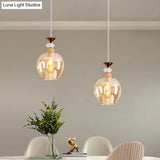 Modern Cup-Shaped Glass Pendant Light With Multi-Colored Dimples