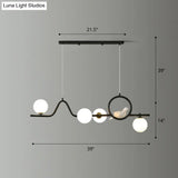 Modern Curve Island Ceiling Light With Glass Ball Shade For Dining Room