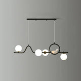 Modern Curve Island Ceiling Light With Glass Ball Shade For Dining Room 4 / Black Milk White