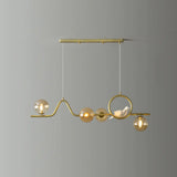 Modern Curve Island Ceiling Light With Glass Ball Shade For Dining Room 4 / Gold Amber