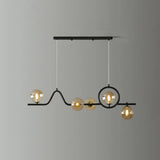 Modern Curve Island Ceiling Light With Glass Ball Shade For Dining Room 5 / Black Amber