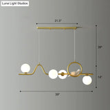Modern Curve Island Ceiling Light With Glass Ball Shade For Dining Room