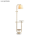 Modern Curved Arm Table Lamp With Gold Finish - Sleek Metal Design Fabric Shade