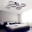 Modern Curved Ceiling Crystal And Metal Sconce Light In Chrome For Bedroom - Warm/White/3 Color