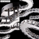 Modern Curved Ceiling Crystal And Metal Sconce Light In Chrome For Bedroom - Warm/White/3 Color