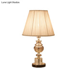 Modern Curved Crystal Task Lamp - Hand-Cut 1-Head 23/25 Length Beige Nightstand Light