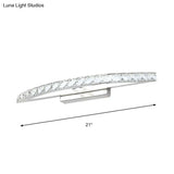 Modern Curved Vanity Lighting: Clear/Champagne Crystal Led Wall Mounted Lamp - 17/21 W Warm/White