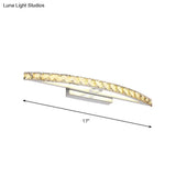Modern Curved Vanity Lighting: Clear/Champagne Crystal Led Wall Mounted Lamp - 17/21 W Warm/White