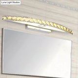 Modern Curved Vanity Lighting: Clear/Champagne Crystal Led Wall Mounted Lamp - 17/21 W Warm/White
