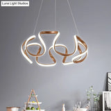 Modern Curvy Circle Pendant Light With Metallic Brown Finish - Led Chandelier