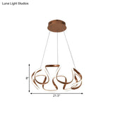 Modern Curvy Circle Pendant Light With Metallic Brown Finish - Led Chandelier