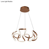 Modern Curvy Circle Pendant Light With Metallic Brown Finish - Led Chandelier