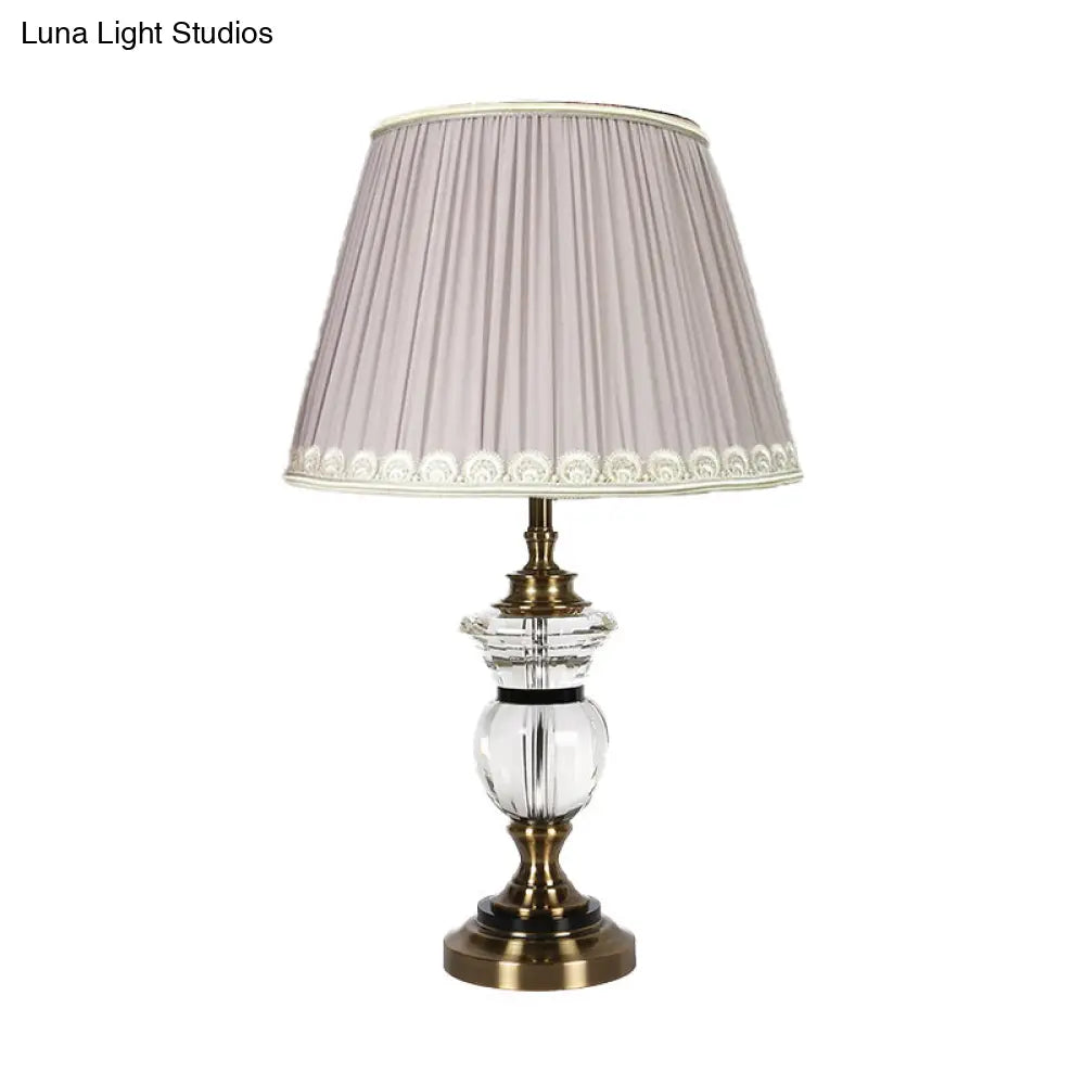 Modern Curvy Clear Crystal Desk Lamp With 1 Bulb Light Purple