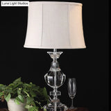 Modern Curvy Crystal Nightstand Lamp With Grey Reading Light 1 Bulb 23/27 Wide