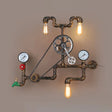 Modern Cyberpunk Iron Wall Sconce With 3 Lights Bronze Faucet Pipe Chainset Design For Garage