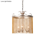 Modern Cylinder Crystal Strand Chandelier Ceiling Light - Gold Pendant 3/5/6 Lights
