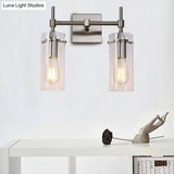 Modern Cylinder Glass Wall Sconce With Chrome/Nickel Finish - 2 Light Fixture For Dining Room