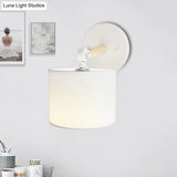 Modern Cylinder Led Wall Light Fixture In White/Black For Bedroom