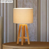 Modern Cylinder Nightstand Lamp With Flaxen/White Fabric Shade - Perfect Reading Book Light (1 Head)