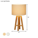 Modern Cylinder Nightstand Lamp With Flaxen/White Fabric Shade - Perfect Reading Book Light (1 Head)