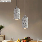 Modern Cylinder Pendant Light Fixture: Cement 1-Light Hanging Lamp For Dining Room In White/Red/Blue