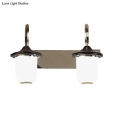 Modern Cylinder Wall Mount Lamp With Double/Triple Bulbs White Glass Vanity Light For Mirrors -