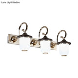 Modern Cylinder Wall Mount Lamp With Double/Triple Bulbs White Glass Vanity Light For Mirrors -
