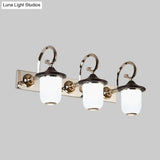 Modern Cylinder Wall Mount Lamp With Double/Triple Bulbs White Glass Vanity Light For Mirrors -