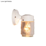 Modern Cylindrical Clear Glass Wall Sconce Stylish Black/White Mounted Light Fixture