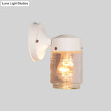 Modern Cylindrical Clear Glass Wall Sconce Stylish Black/White Mounted Light Fixture