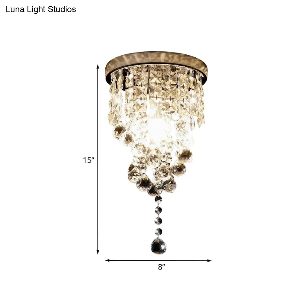 Modern Cylindrical Crystal Flush Mount Ceiling Light Fixture